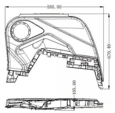 汽車左后門板大型注塑模具設計